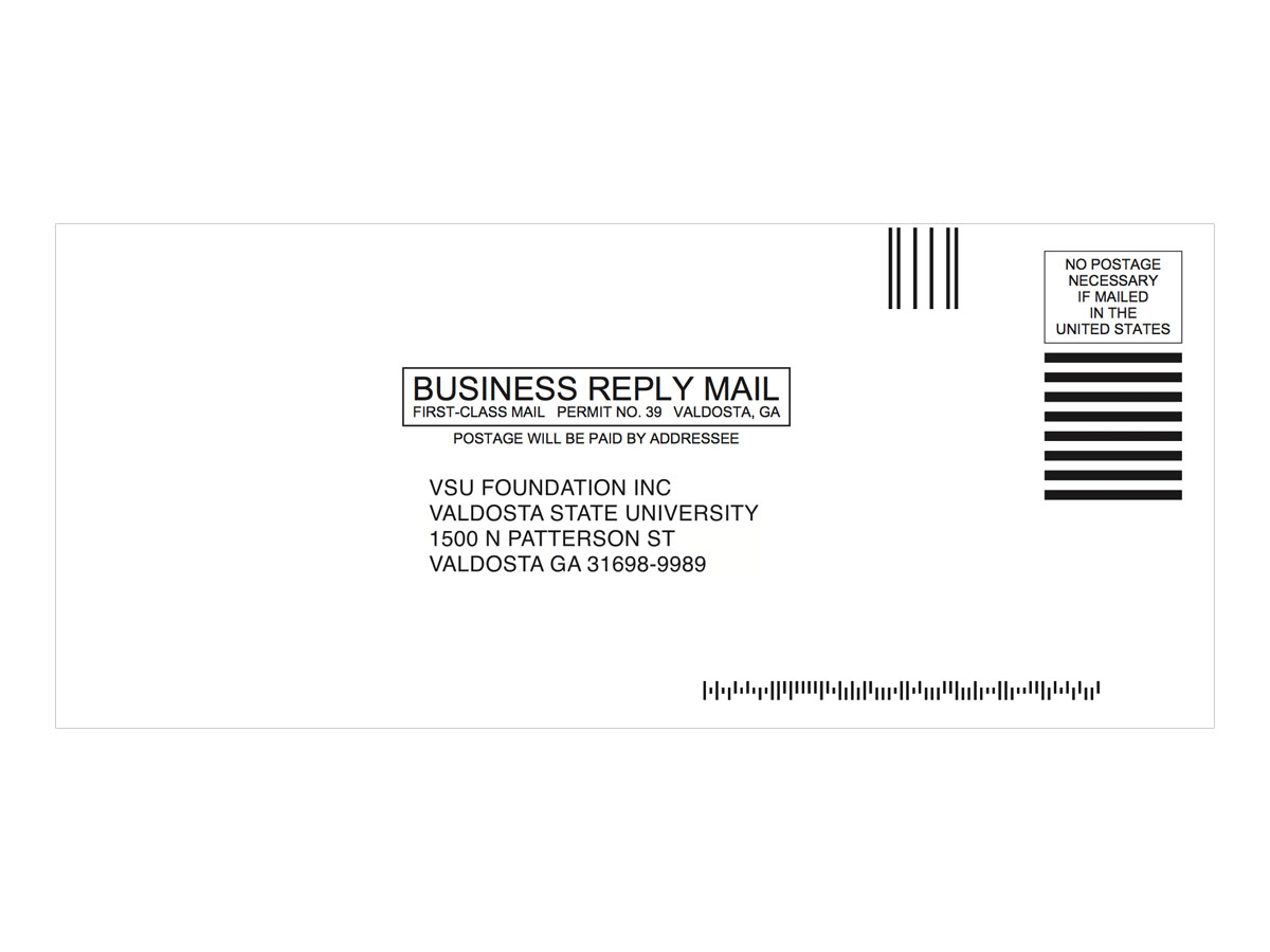Business Reply Envelope - This is an example of a standard Business Reply Envelope for the University. Creative Services is responsible for designing all stationary for the university.