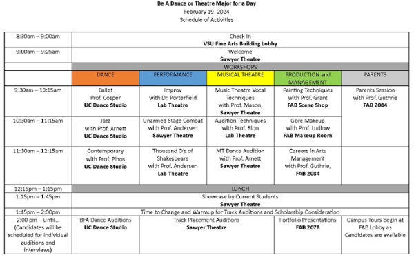 Feb 24 Major Day Schedule