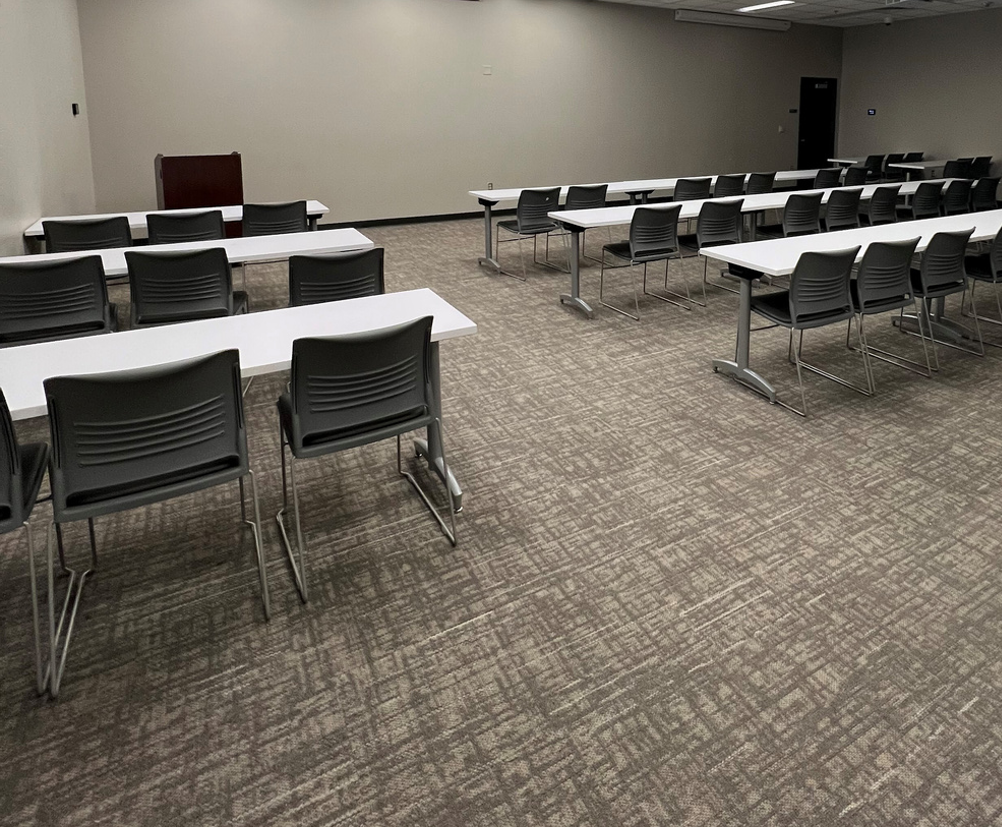 Preview of Meeting Rooms 3 & 4 setup classroom style.